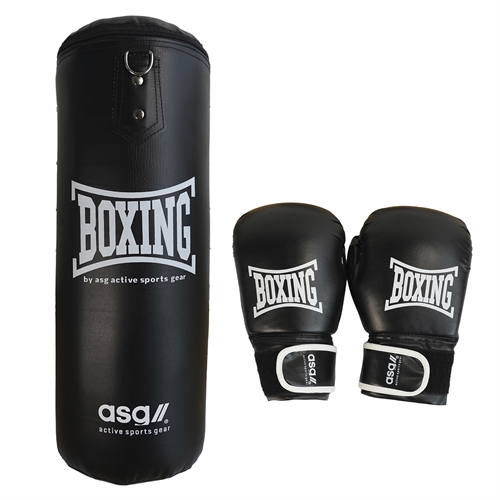 ASG Junior boxningsset (handskar + boxningsdyna) - Svart/Vit